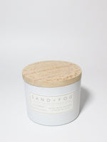 California Beach House 12 oz scented candle White vessel with Carved Mandala lid
