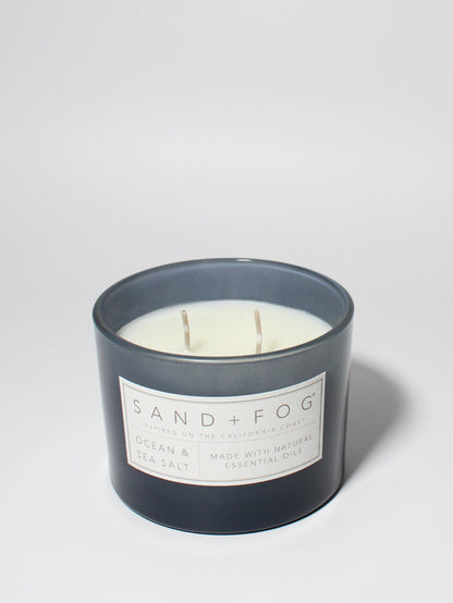 Ocean & Sea Salt 12 oz scented candle Ink vessel with Painted Abstract lid