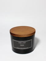 Chai 12 oz scented candle Black vessel with Wood Lid