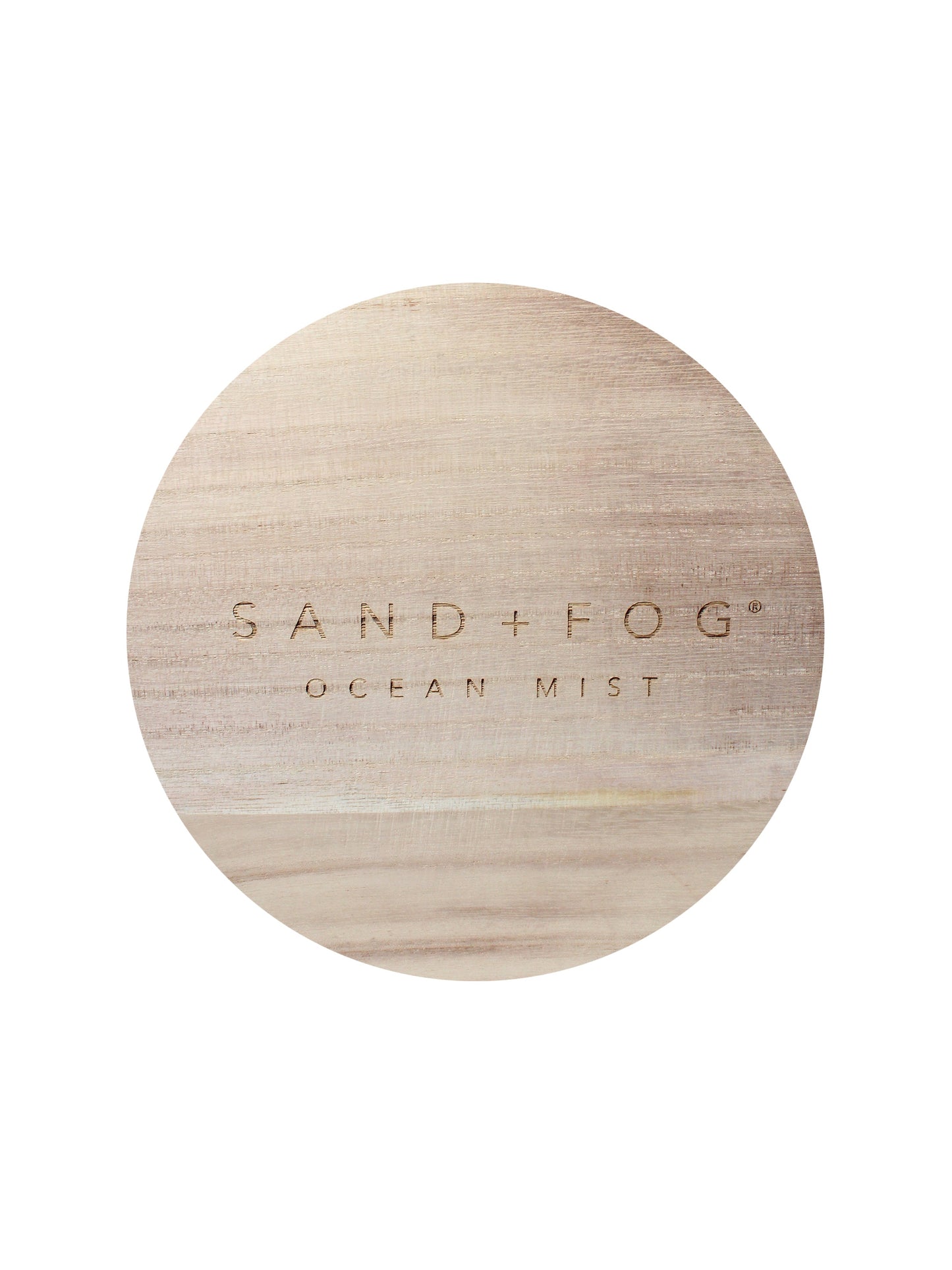 Ocean Mist 34 oz scented candle White vessel with Sand+Fog wood lid